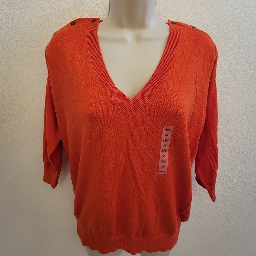 NWT Old Navy Ladies V Neck Short Sleeve Sweater